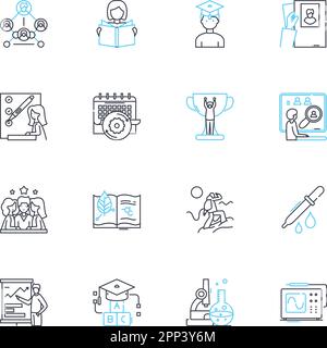 Cyber academy linear icons set. Cybersecurity, Nerking, Coding, Hacking, Encryption, Phishing, Malware line vector and concept signs. Digital Stock Vector