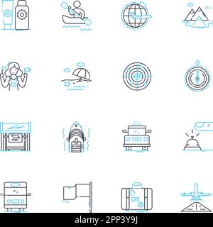 Quiet and calmness linear icons set. Serenity, Tranquility, Serene, Calm, Peaceful, Stillness, Silence line vector and concept signs. Placidity,Repose Stock Vector