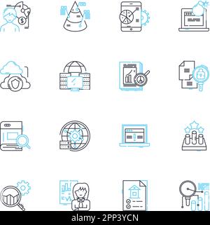 Deep Data Dives Linear Icons Set Analytics Insights Discovery