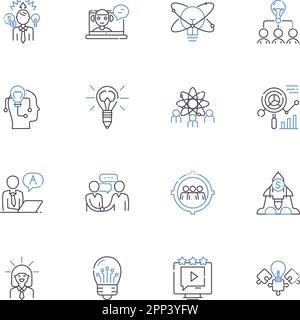 Innovation formation line icons collection. Creativity, Transformation, Invention, Progression, Novelty, Advancement, Breakthrough vector and linear Stock Vector