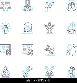 Revenue increase linear icons set. Profit, Growth, Sales, ROI, Revenue, Expansion, Upsell line vector and concept signs. Conversion,Optimization Stock Vector