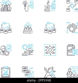 Financial statements linear icons set. Balance, Revenue, Expense, Profit, Loss, Asset, Liability line vector and concept signs. Equity,Cash,Debt Stock Vector