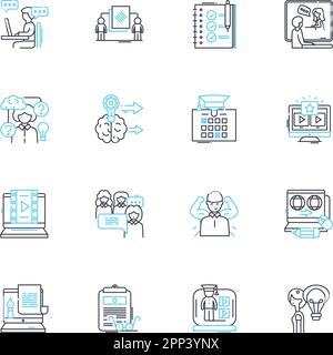 Tutoring linear icons set. Instruction, Mentorship, Guidance, Learning ...