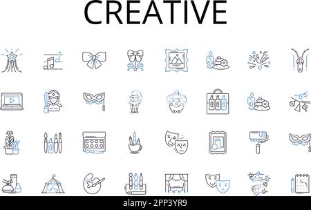 Creative line icons collection. Innovative, Resourceful, Artistic, Imaginative, Original, Inventive, Ingenious vector and linear illustration. Clever Stock Vector