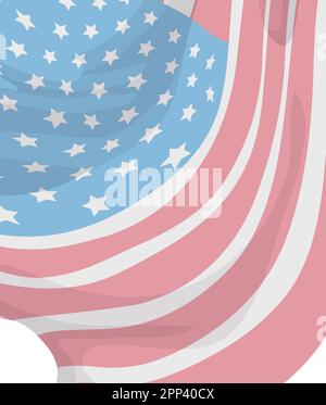 Close-up of the flag of the United States of America in pale colors. Background design in cartoon style. Stock Vector
