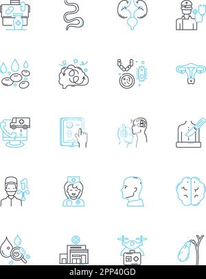 Inherited health linear icons set. Genetics, Heredity, Traits, DNA, Chromosomes, Alleles, Mutations line vector and concept signs. Inheritance,Family Stock Vector