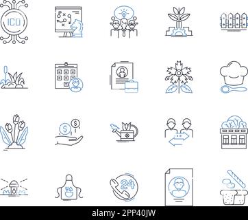 Film industry line icons collection. Hollywood, Blockbuster, Cinematography, Sequel, Premiere, Casting, Distribution vector and linear illustration Stock Vector