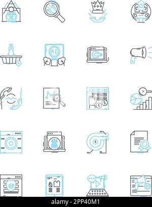 Email media linear icons set. Inbox, Compose, Send, Receive, Attachments, Drafts, Spam line vector and concept signs. Archive,Unread,Forward outline Stock Vector