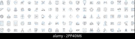 Artificial tech line icons collection. Robotics, Automation, Machine Learning, AI, Neural Nerks, Smart, Computer Vision vector and linear illustration Stock Vector