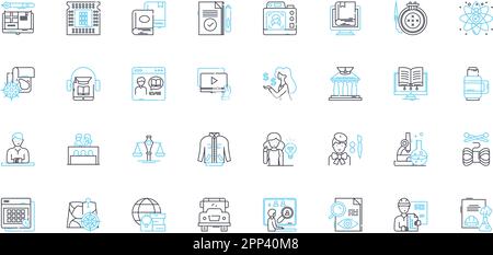 Academic instruction linear icons set. Education, Learning, Instruction, Curriculum, Pedagogy, Classroom, Lecture line vector and concept signs Stock Vector