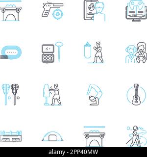Idle pastimes linear icons set. Reading, Gaming, Watching, Daydreaming ...