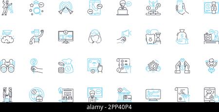 Commercial trade linear icons set. Import, Export, Shipping, Logistics, Distribution, Supply, Sales line vector and concept signs. Marketing Stock Vector