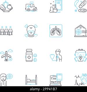 Pathogens linear icons set. Virus, Bacteria, Fungus, Parasite ...