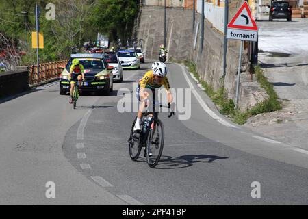 Nocera Inferiore, Salerno, Italy. 21st Apr, 2023. Nocera Inferiore, Salerno, Italy - April 21, 2023: Cycling race ''Giro Mediterraneo in Rosa'' category ''Elite Women''. First stage between Torre del Greco (Naples) and Paestum (Salerno) of Km 98,400 . Race on three stages for a total of 317 km,300 and twenty teams of female cyclists participating. (Credit Image: © Pasquale Senatore/Pacific Press via ZUMA Press Wire) EDITORIAL USAGE ONLY! Not for Commercial USAGE! Stock Photo