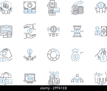 expenditure regulation line icons collection. budgeting, monitoring, control, oversight, allocation, caps, guidelines vector and linear illustration Stock Vector