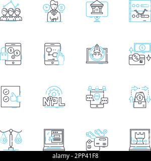 Wealth administration linear icons set. Investments, Asset management, Estate planning, Retirement, Wealth planning, Finance, Trusts line vector and Stock Vector