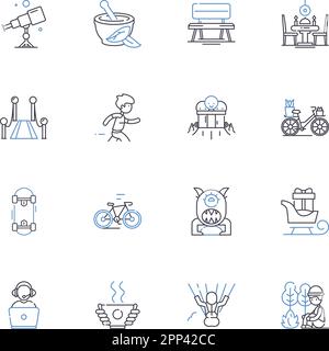 Companionship line icons collection. Friendship, Bonding, Togetherness, Partnership, Cohesion, Unity, Synergy vector and linear illustration Stock Vector