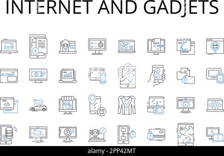 Internet and gadjets line icons collection. World Wide Web, Cyberspace, Online, Nerk, Web, Digital, Information superhighway vector and linear Stock Vector