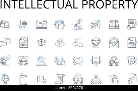 Proprietary designs line icons collection. Exclusive, Patented, Custom ...