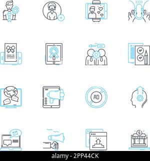 Social Nerking linear icons set. Community, Engagement, Connection, Collaboration, Conversations, Nerking, Sharing line vector and concept signs Stock Vector