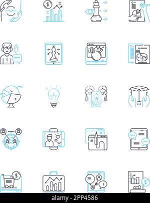 Globalization linear icons set. Interconnectedness, Integration ...