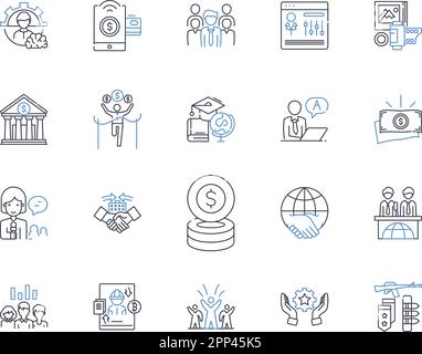 Co-working spaces line icons collection. Collaboration, Nerking, Community, Flexibility, Productivity, Amenities, Efficiency vector and linear Stock Vector