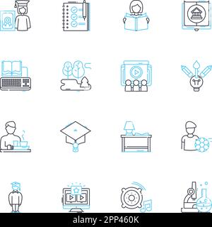 Advanced learning linear icons set. Mastery, Expertise, Adeptness ...