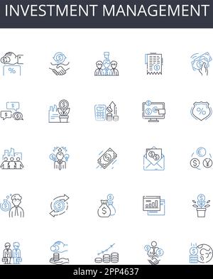 Investment management line icons collection. Automation, G, Artificialintelligence, Big data, Cloud, Cryptocurrency, Cybersecurity vector and linear Stock Vector