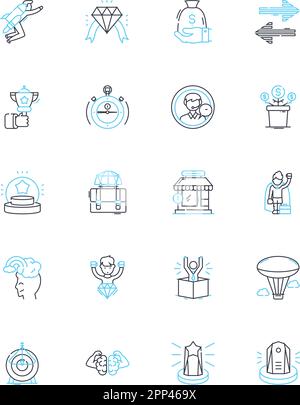 Competency Improvement linear icons set. Skillset, Proficiency, Mastery ...