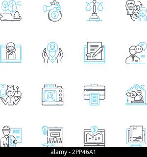Artificial technology linear icons set. Automation, Robotics, Machine learning, Computing, Intelligence, Algorithm, Robotics line vector and concept Stock Vector