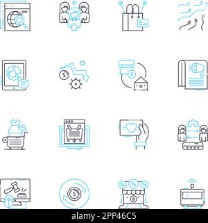 Wholesale commerce linear icons set. Bulk, Distributor, Reseller, Inventory, Wholesale, Markup, Supply line vector and concept signs. Warehouse,Stock Stock Vector