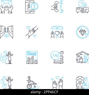 Emotional Management linear icons set. Resilience, Self-control, Coping, Stability, Reflection, Serenity, Composure line vector and concept signs Stock Vector