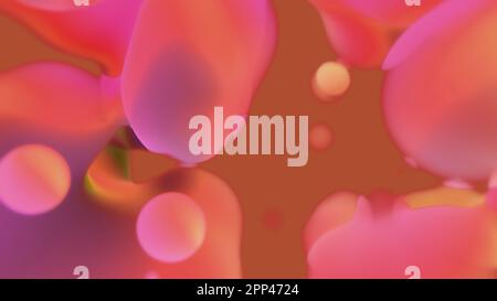 orange and pink dense amorphic forms from alien planet - abstract 3D rendering Stock Photo