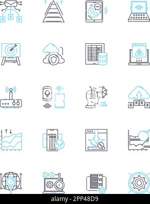 Nerk security linear icons set. Firewall, Encryption, Authentication ...