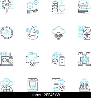 Data Mining linear icons set. Clustering, Association rules, Outliers, Classification, Regression, Decision trees, Support vector machines line vector Stock Vector
