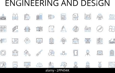 Engineering and design line icons collection. Global, Internet, Connectivity, Digital, Accessibility, Interconnectedness, Information vector and Stock Vector