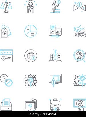 Government deceit linear icons set. Corruption, Deception, Manipulation