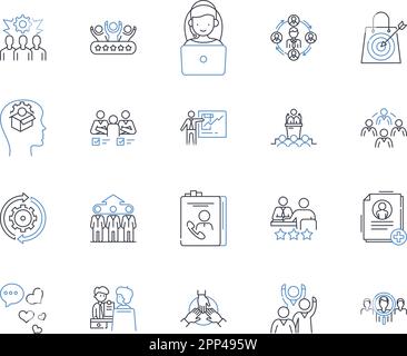 Contract negotiation line icons collection. Agreement, Bargaining, Compromise, Concession, Contracting, Counteroffer, Deal-making vector and linear Stock Vector