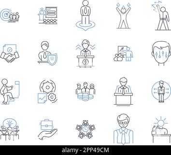 Empowerment line icons collection. Empowerment, Self-confidence, Strength, Motivation, Courage, Inner power, Assertiveness vector and linear Stock Vector