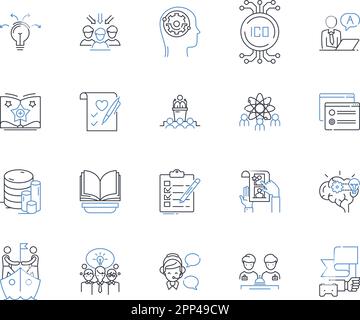 Impact investing line icons collection. Sustainable, Purposeful, Empathetic, Ecological, Socially-conscious, Innovative, Community-based vector and Stock Vector