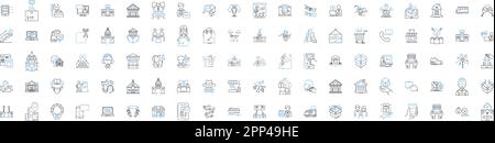 Urban courier services line icons collection. Courier, Urban, Delivery, Fast, Reliable, Package, Transportation vector and linear illustration Stock Vector