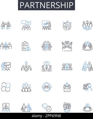Partnership line icons collection. Jewelry, Scarves, Handbags, Sunglasses, Belts, Hats, Watches vector and linear illustration. Hair accessories Stock Vector