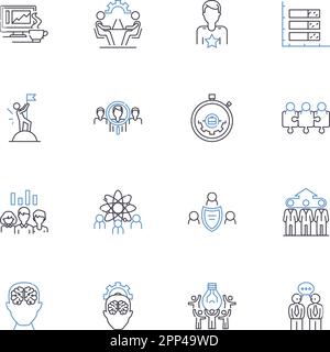 Program managers line icons collection. Leadership, Coordination, Strategy, Planning, Execution, Organizational, Teamwork vector and linear Stock Vector