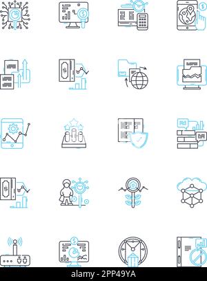 Investment valuation linear icons set. Assets, Capitalization, Cash flow, Discounting, Equity, Fair market value, Financial analysis line vector and Stock Vector