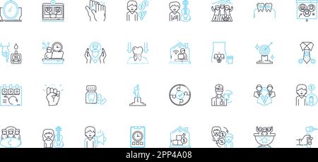 Human Factors linear icons set. Ergonomics, Psychology, Anthropometry, Perception, Attention, Memory, Cognition line vector and concept signs Stock Vector