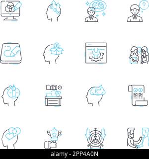Rumination linear icons set. Overthinking, Reflection, Contemplation ...