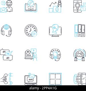 Firm backing linear icons set. Reliable, Supportive, Steady, Solid, Trusrthy, Consistent, Dependable line vector and concept signs. Resolute Stock Vector