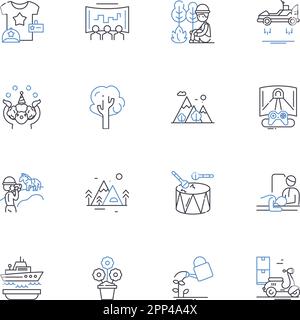 Psychological makeup line icons collection. Traits, Conditioning, Mindset, Identity, Self-esteem, Personality, Perception vector and linear Stock Vector