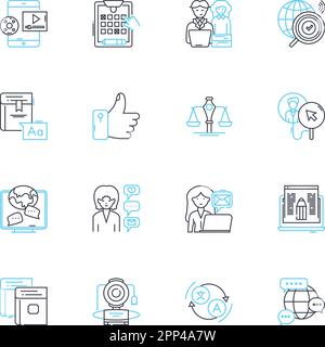 Writer linear icons set. Wordsmith, Penman, Scribe, Storyteller, Author, Novelist, Poet line vector and concept signs. Wordslinger,Manuscript,Scripter Stock Vector