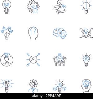 Intuition formulation line icons collection. Insight, Perception, Empathy, Awareness, Sixth sense, Instinct, Introspection vector and linear Stock Vector